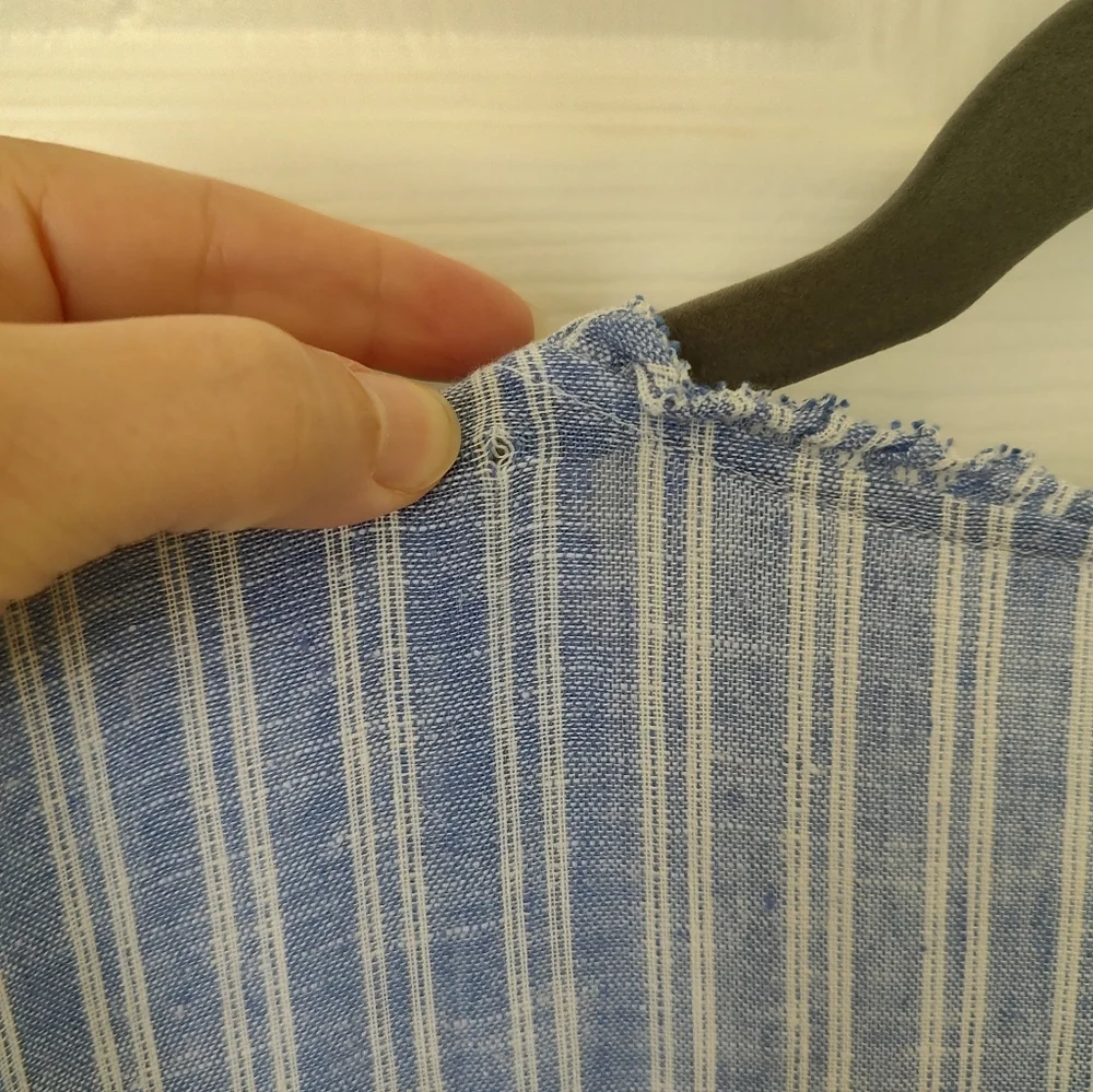 Rails Everly Ludlow Stripe Tiered Dress Rayon Linen Blue White S